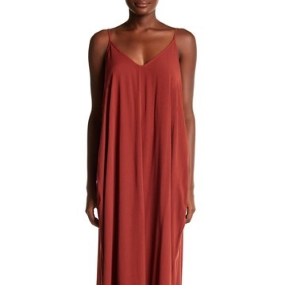Love Stitch maxi dress in rust color